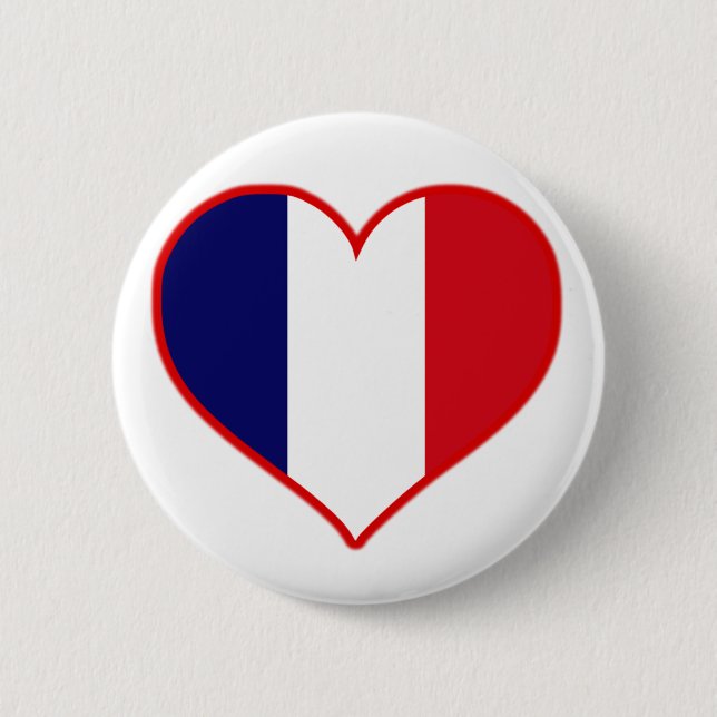 France Love 6 Cm Round Badge (Front)