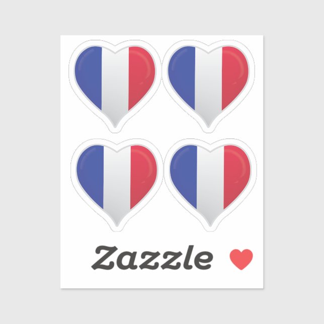 France love flag pride heart sticker (Sheet)
