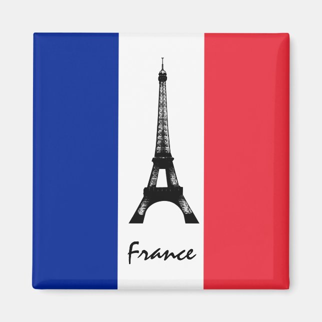 France Magnet, Eiffel Tower, Holiday, French Flag Magnet (Front)