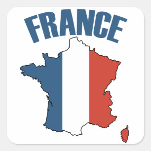 France Map - French Flag Square Sticker