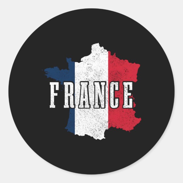 France Map Pride French Flag Classic Round Sticker (Front)