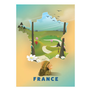 France map vintage travel poster