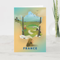 France map vintage travel poster