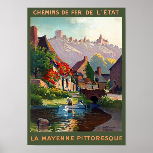 France Mayenne Restored Vintage Travel Poster (Front)