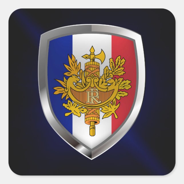 France Metallic Emblem Square Sticker (Front)