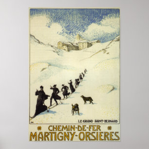 France - Monks Skiing Poster