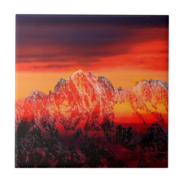 France Mont Blanc Cable Car Ceramic Tile (Front)