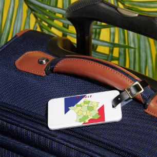 France National Colours And Map Luggage Tag