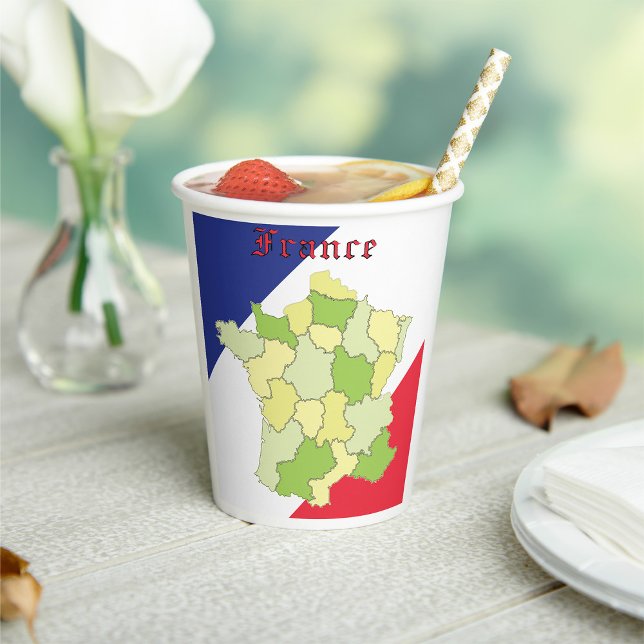 France National Colours And Map Paper Cups (Creator Uploaded)