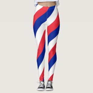 France National Flag Colours Diagonal Striped Leggings