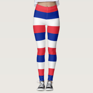 France National Flag Colours Horizontal Striped Leggings