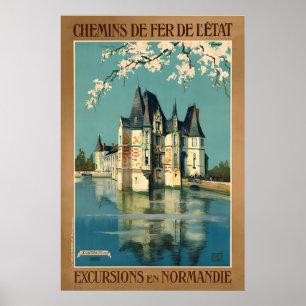 France Normandie Vintage Travel Poster - Framed