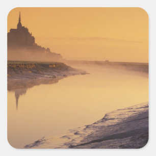 FRANCE, Normandy Mont St. Michel. Morning Light Square Sticker