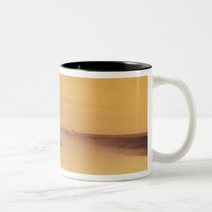 FRANCE, Normandy Mont St. Michel. Morning Light Two-Tone Coffee Mug