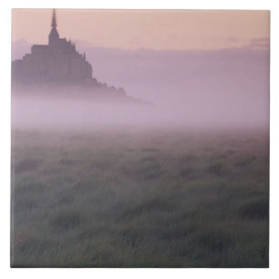 FRANCE, Normandy Mont St. Michel. Morning Mist Ceramic Tile