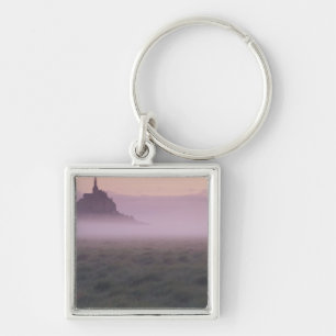 FRANCE, Normandy Mont St. Michel. Morning Mist Key Ring