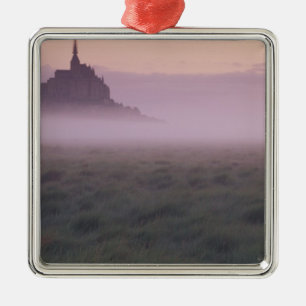 FRANCE, Normandy Mont St. Michel. Morning Mist Metal Tree Decoration