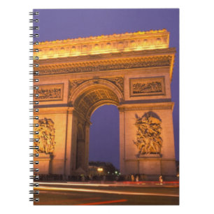 France, Paris, Arc de Triomphe at dusk. Notebook