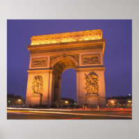 France, Paris, Arc de Triomphe at dusk.