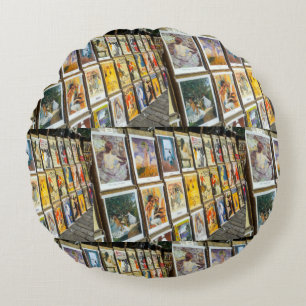 France Paris Cityscape Montmartre Area Art Sale Round Cushion
