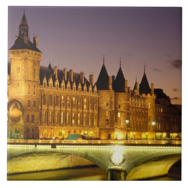 France, Paris, Conciergerie and river Seine at Ceramic Tile (Front)