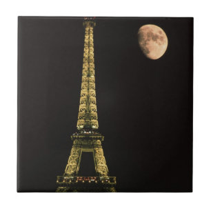 France, Paris. Eiffel Tower at night Tile