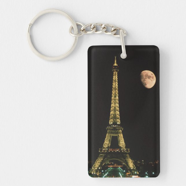 France, Paris. Eiffel Tower at night with Key Ring (Front)