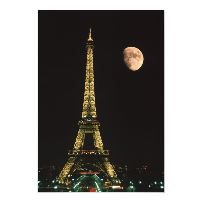France, Paris. Eiffel Tower at night with Photo Print (Front)