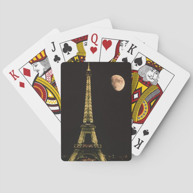 France, Paris. Eiffel Tower at night with Playing Cards (Back)