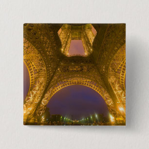 France, Paris. Eiffel Tower illuminated at 2 15 Cm Square Badge