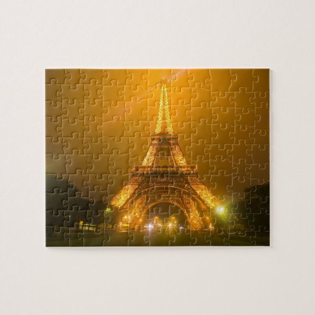 France, Paris. Eiffel Tower illuminated at 3 Jigsaw Puzzle (Horizontal)