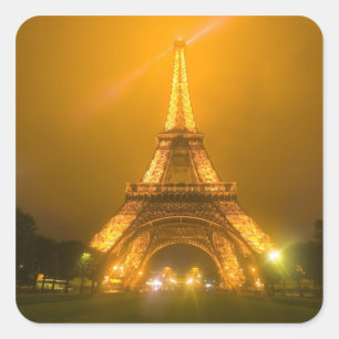 France, Paris. Eiffel Tower illuminated at 3 Square Sticker