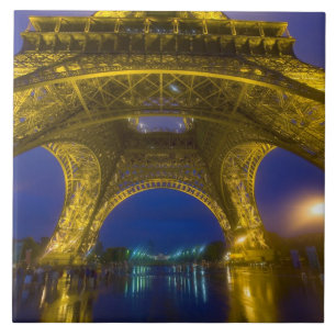 France, Paris. Eiffel Tower illuminated at Ceramic Tile