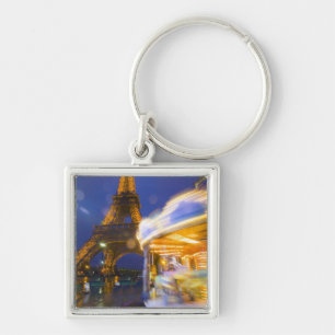 France, Paris. Eiffel Tower in twilight fog and Key Ring