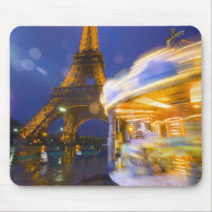 France, Paris. Eiffel Tower in twilight fog and Mouse Pad
