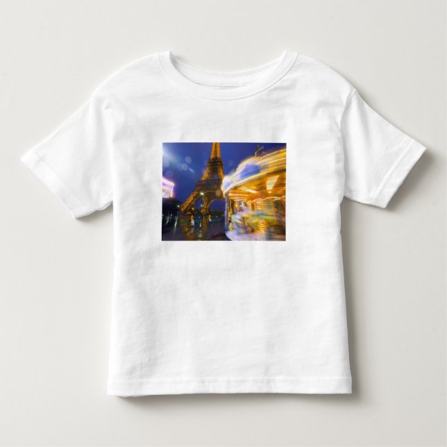 France, Paris. Eiffel Tower in twilight fog and Toddler T-Shirt (Front)