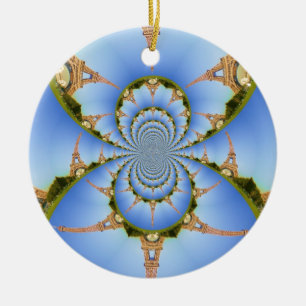 France Paris Eiffel Tower Kaleidoscope Blue Lovely Ceramic Ornament