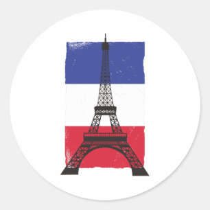 France Paris French Flag Classic Round Sticker
