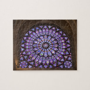 France, Paris. Interior detail of stained glass Jigsaw Puzzle