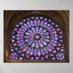 France, Paris. Interior detail of stained glass Poster