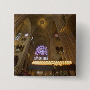 France, Paris. Interior of Notre Dame Cathedral. 15 Cm Square Badge