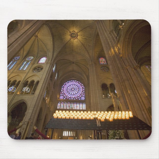 France, Paris. Interior of Notre Dame Cathedral. Mouse Pad (Front)