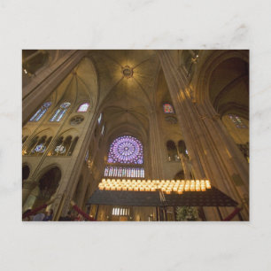 France, Paris. Interior of Notre Dame Cathedral. Postcard