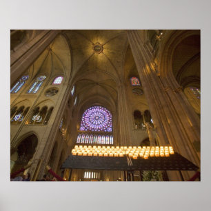 France, Paris. Interior of Notre Dame Cathedral. Poster