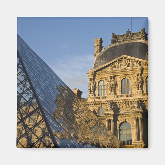 France, Paris, Louvre Museum and the Pyramid, Magnet (Front)