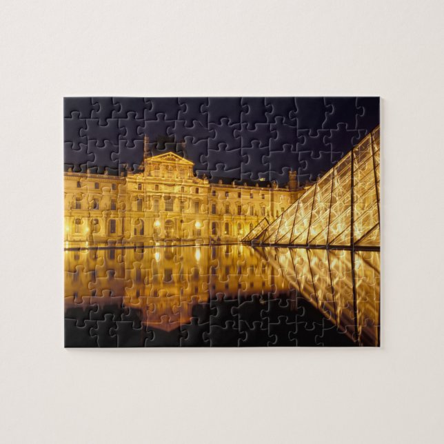 France, Paris, Louvre museum by night. Jigsaw Puzzle (Horizontal)