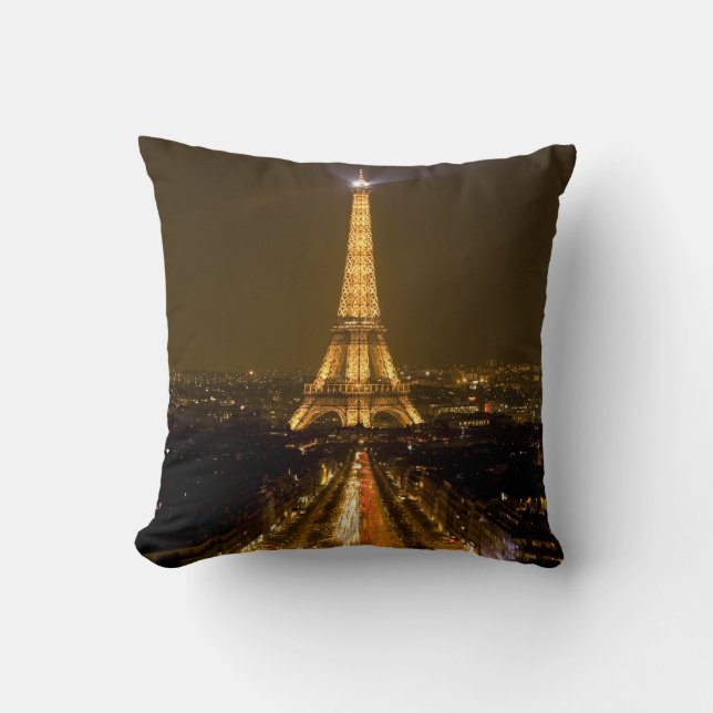 France, Paris. Nighttime view of Eiffel Tower Cushion (Front)