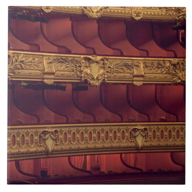France, Paris. Partial view of balcony seating Ceramic Tile (Front)