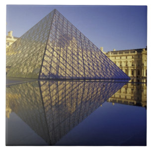 FRANCE, Paris Reflection, Pyramid. The Louvre Ceramic Tile