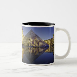 FRANCE, Paris Reflection, Pyramid. The Louvre Two-Tone Coffee Mug